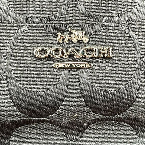 Coach Colette Carry All Black Canvas Leather Shoulder Bag 3 Compartments - Picture 15 of 16